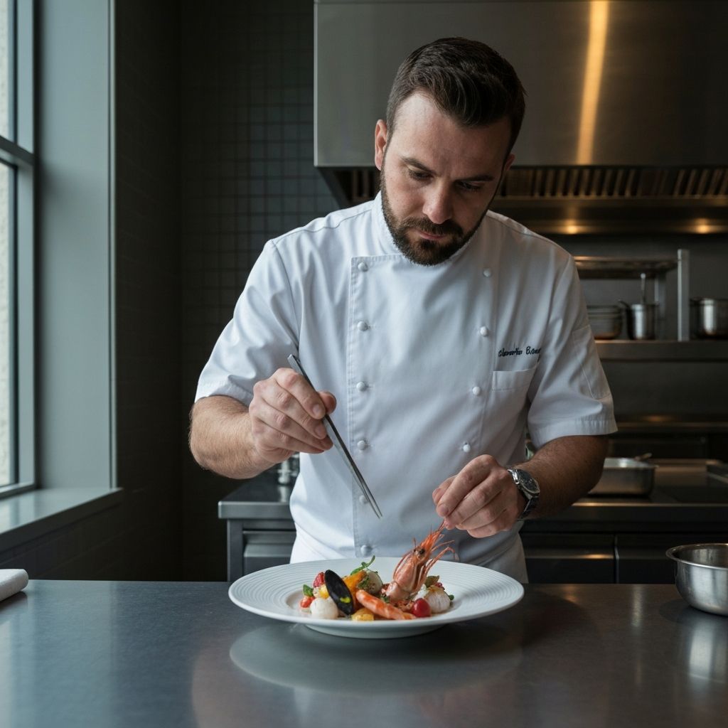 Chef plating a gourmet dish